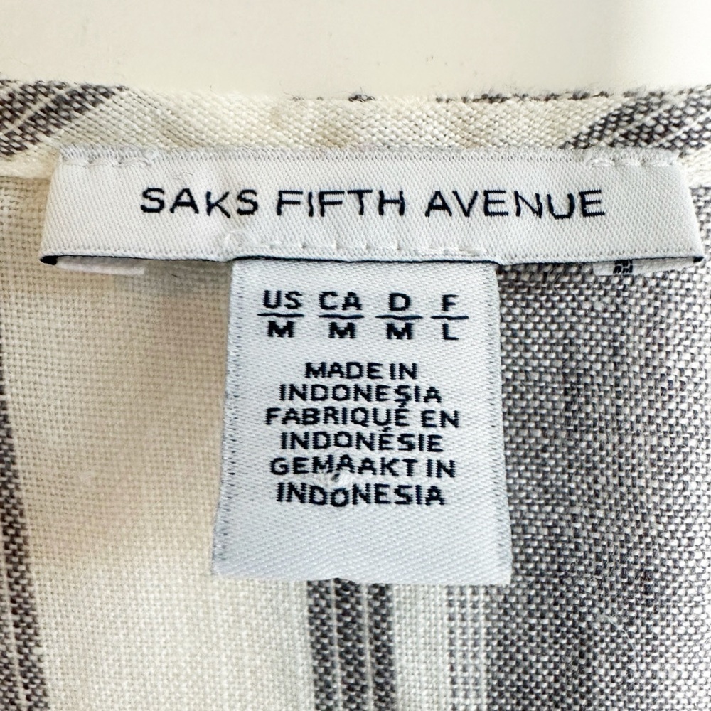 Saks Fifth Avenue Linen Tank Top Medium High Low Hem Scandinavian Boho Granola - Picture 4 of 5